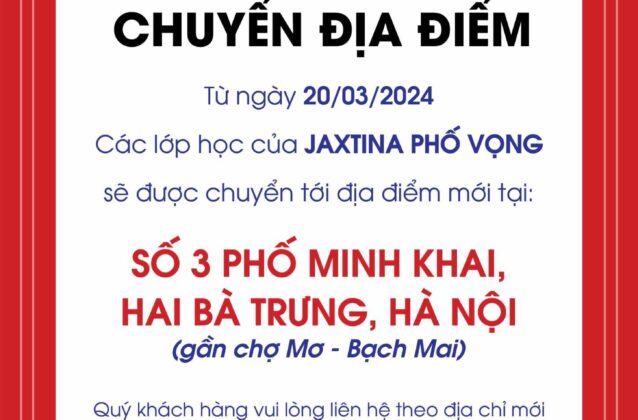 [Hà Nội] Thông báo chuyển địa điểm