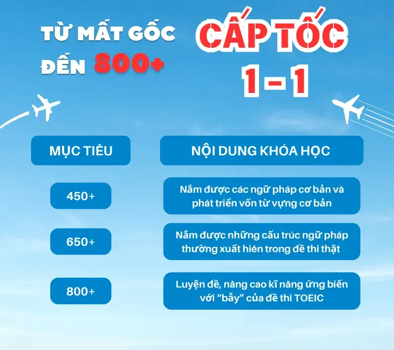 Luyện thi toeic 1 kèm 1