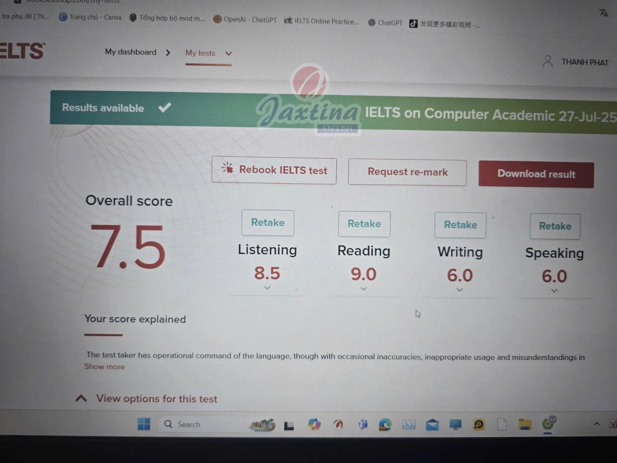 Gọi nhầm nhưng “trúng đích” – học viên Bùi Thanh Phát xuất sắc đạt 7.5 IELTS chỉ Sau 3 tháng học tại Jaxtina